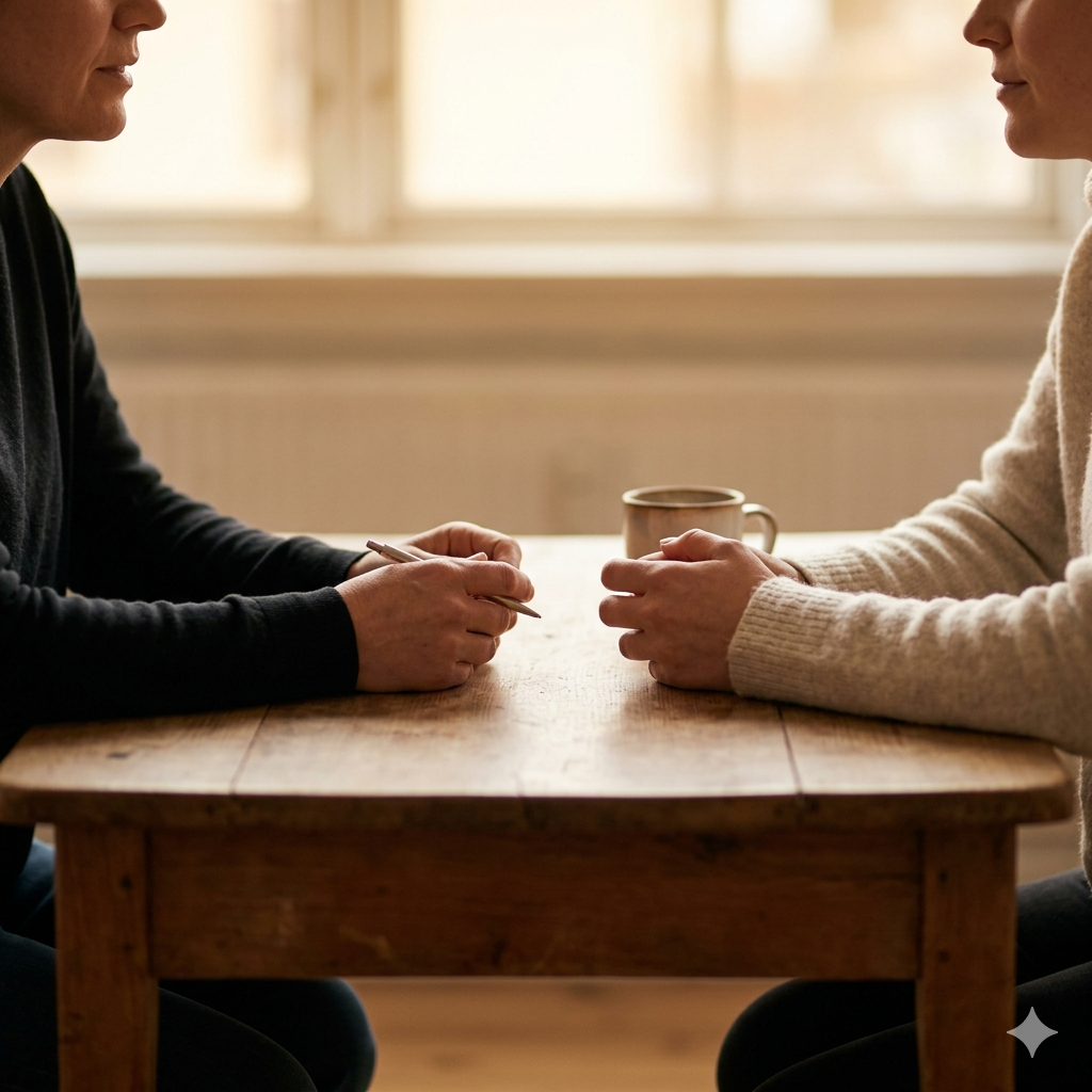 Warm, supportive one-on-one conversation